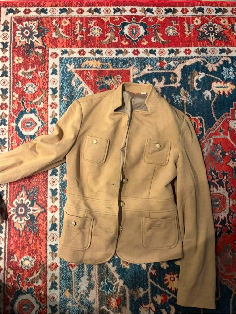 Uniqlo-Tan Button-Up Cotton Jacket with Front Pockets